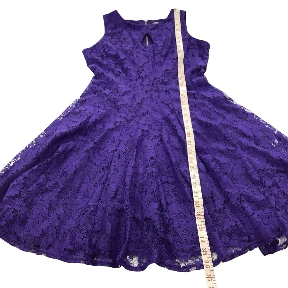 Purple Lace Sleeveless Dress Women Size 6 Fit & Flare Keyhole Coquette Fairy - Picture 7 of 14